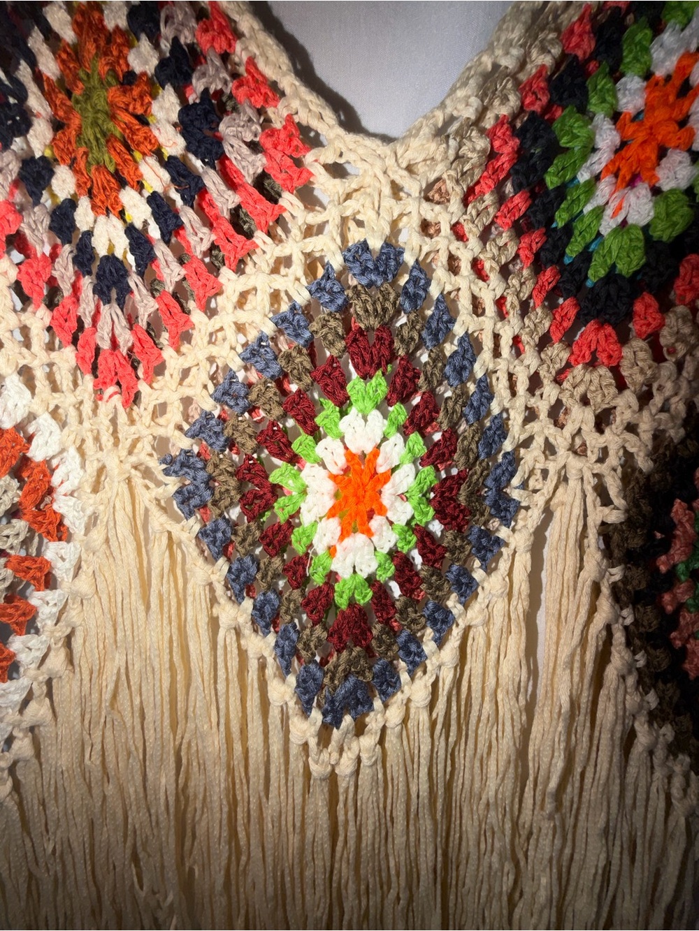 Boho Crochet Granny Square Fringe Tank Top - Picture 5 of 8